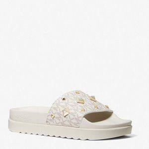 MICHAEL Michael Kors White and Gold Sandals